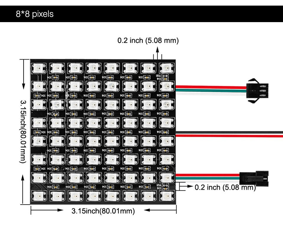 WS2812B RGB LED Panel Screen 8x8 16x16 8x32 256 Pixels Digital Flexible Programmed Individually Addressable Full Color DC5V