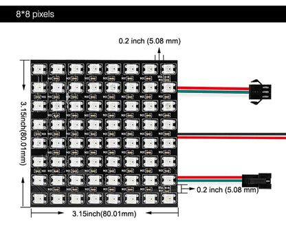 WS2812B RGB LED Panel Screen 8x8 16x16 8x32 256 Pixels Digital Flexible Programmed Individually Addressable Full Color DC5V