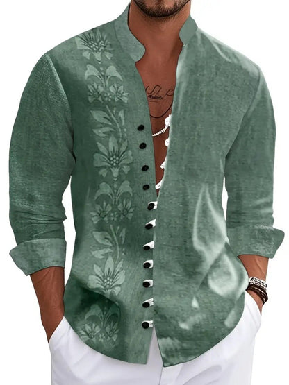 New men's fashionable casual shirts, autumn and spring men's retro cotton and linen shirt tops are dispatched quickly