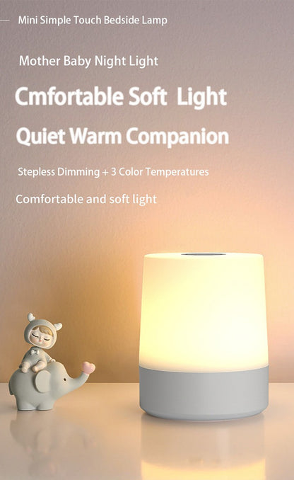 Touch Night Lamp USB LED Lamp Touch Control Switch Rechargeable Three Colors Lights Bedroom Portable Table Bedside Night Lamp