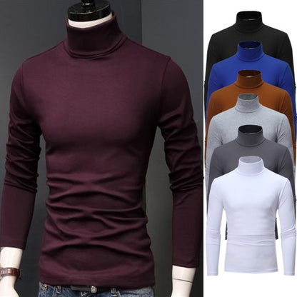 2025 New Man Thermal Turtleneck Casual Sleepwear Shirt S-2XL Sleeve Long Slim Coat 5colors Basic Sweater Bottom Winter