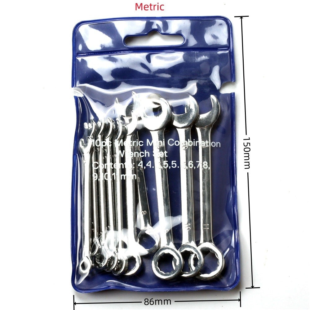 Conjunto de 10 Chaves Mini-inglesas Ferramenta Manual Chaveiro Chave à Prova de Explosão de Bolso Tipo Britânico/Métrico