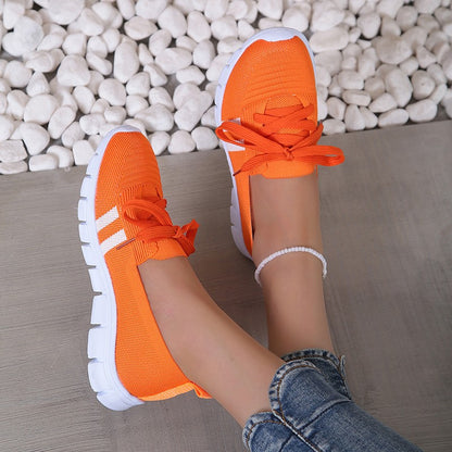 Fashion Striped Knitted Flats Women 2025 Summer Soft Sole Non Slip Walking Shoes Woman Plus Size 36-43 Low Heel Loafer Female