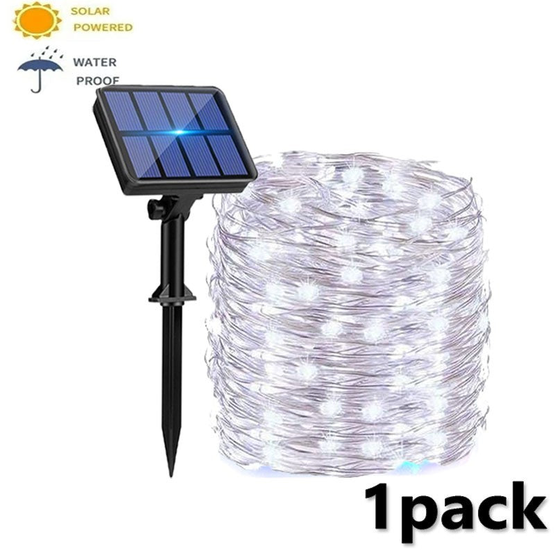 4Pack Solar String Lights Solar Outdoor Lights with 8 Lighting Modes Waterproof Fairy Lights for Tree Garden Patio Copper Wire