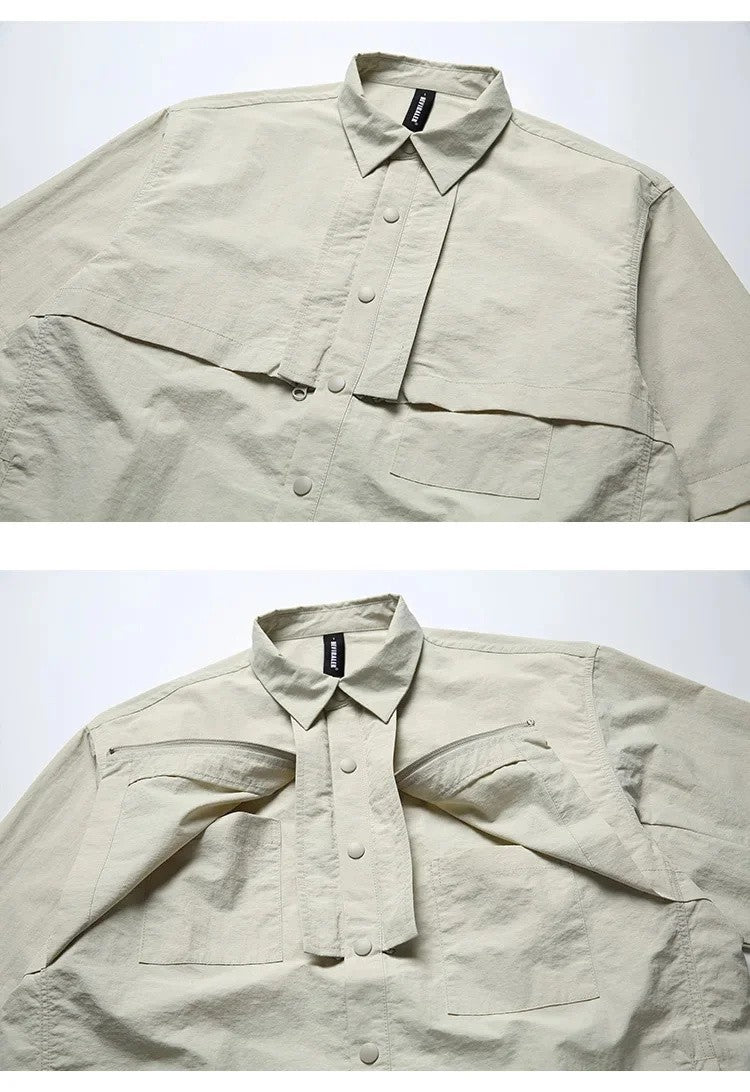 Dry Men Quick Outdoor Waterproof Lightweight Tack Techwear Cargo Shirts Man Streetwear Loose Casual Long Sleeve Oversize Shirt