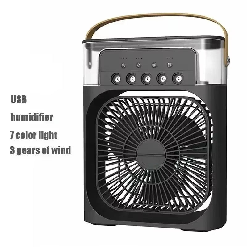Portable 3 in 1 Air Conditioner Fan USB Plug with 3 Spray Speeds Electric Small Air Cooler LED Night Light Humidifier for Home