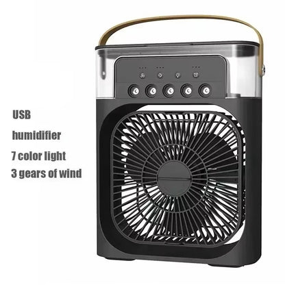 Portable 3 in 1 Air Conditioner Fan USB Plug with 3 Spray Speeds Electric Small Air Cooler LED Night Light Humidifier for Home