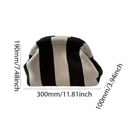 Ladies Crochet Clutch Purses Contrast Color Beach Bags Summer Woven Bags Women's Knitted Dumpling Bag Female Chic Colorblock Bag