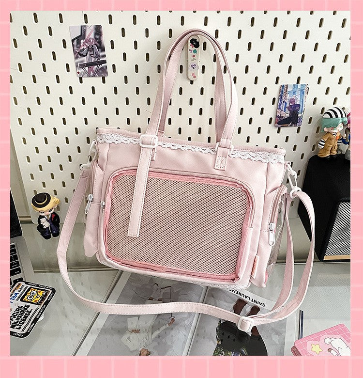New Japanese Style Transparent Crossbody Bag Cute Candy Color Commuting Shoulder Bag for Girls Simple and Casual Texture Ita Bag