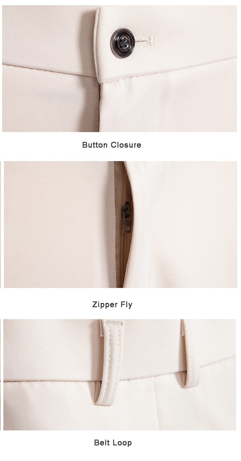 Men's Elastic Slim Fit Khaki Trousers Casual Pants Classic Fashion Suit Sports Pants Spring Summer