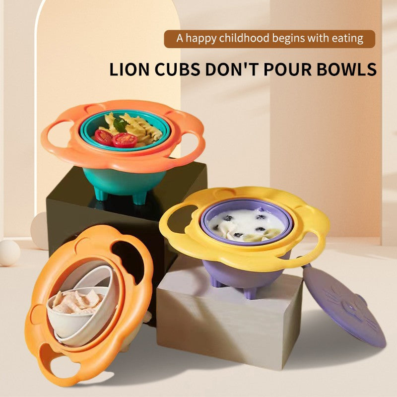 Baby Baby CHILDREN'S Bowl 360 Degree Rotation Gyro Bowl Lion Bowl Balance Bowl Do Not Pour Anti-scald and Anti-fall Eating Bowl