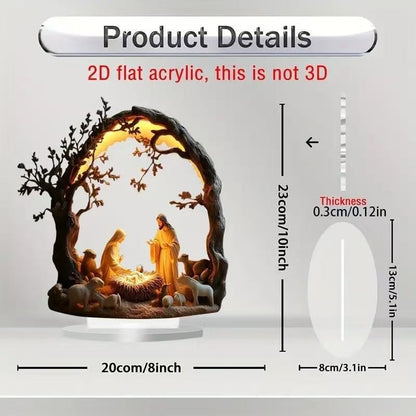 Jesus Birth Decor Glossy Acrylic Xmas Centerpiece Nativity Table Accessory Lightweight 2d Flat Christian Decoration For Party