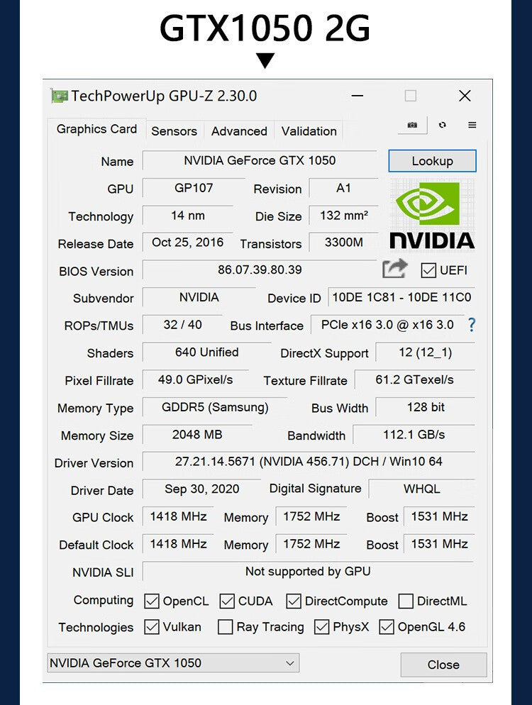 Placa de vídeo de baixo perfil SRhonyra GT730 RX550 GT1030 GTX1050 1050Ti 4GB, GPU de baixo perfil para SFF, PCs industriais e mini PC OPS