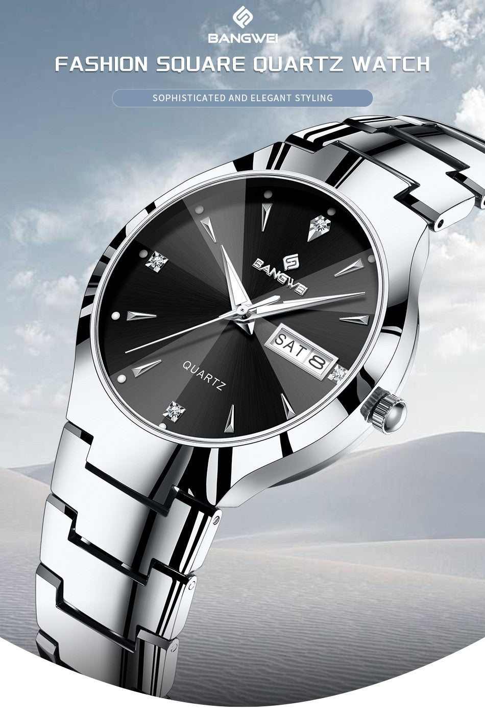 BANGWEI 2026 NEW Women's Watch Fashion Waterproof Luminous Elegant Weekly Calendar Exquisite women's quartz wrist watch reloj