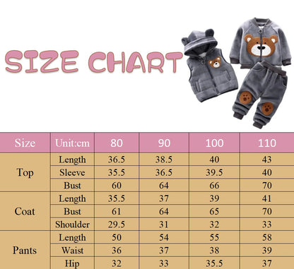 3PCS Winter Autumn Toddler Baby Boys Girls Clothes Baby Sweaters Coat +Pants +Hooded Vest Outfit Set Infant Warm Clothing Suits