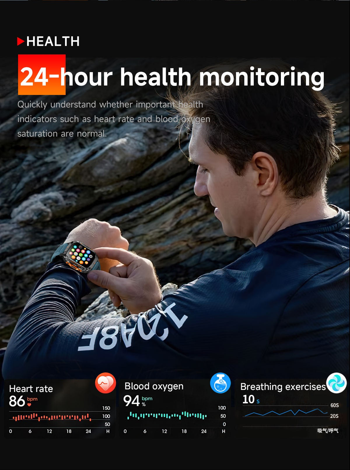 2026 Novas pulseiras inteligentes militares de GPS para ambientes externos, bússola masculina, frequência cardíaca, chamada BT, lanterna LED, Smartwatch à prova d'água 10ATM para natação