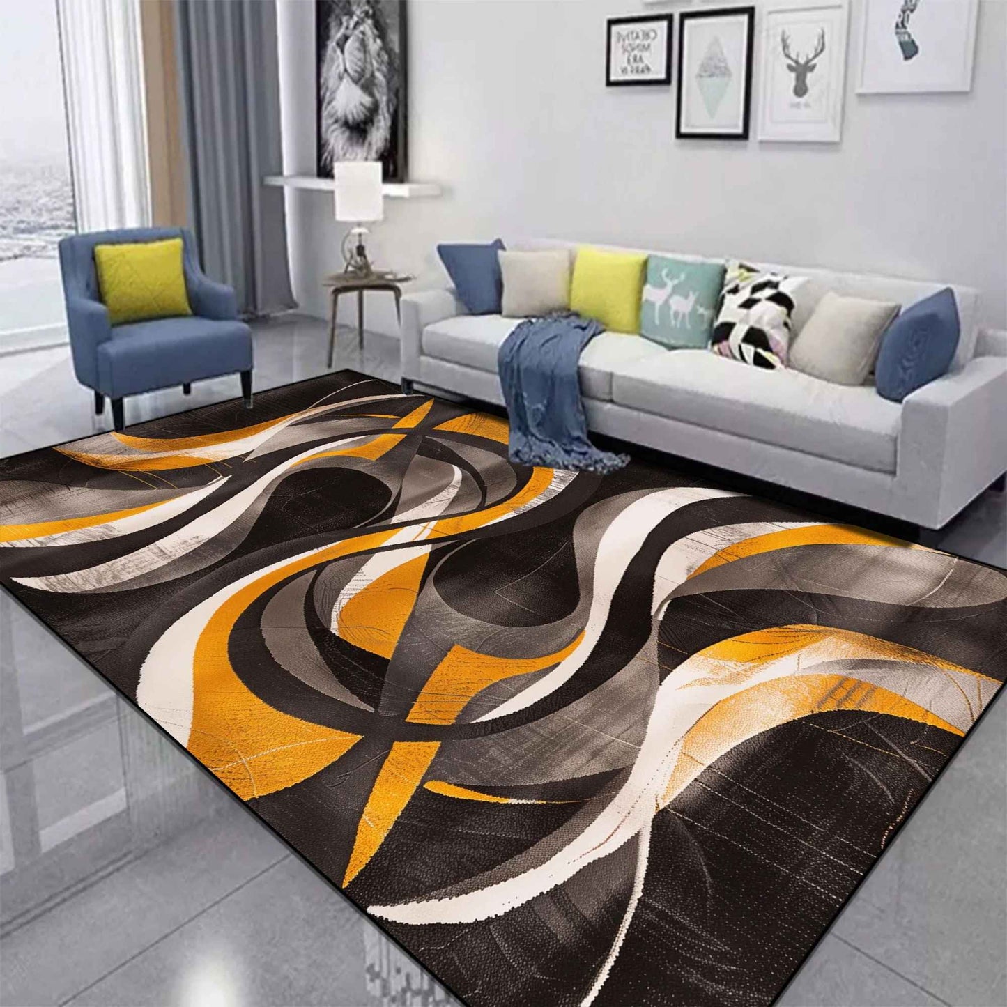 Red Black Swirl Rug Abstract Carpet for Living Room Large Bedroom Decoration Rug Light Luxury Sofa Coffee Table Mat Non-slip