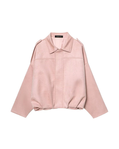 Fashionable Velvet Jacket Women's Outerwear 2025 New Style Streetwear Polo Collar Long Sleeve Regular Fit Polyester Fiber