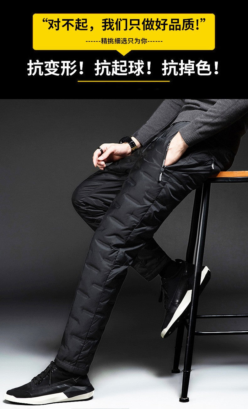 Calças Masculinas Plus Size L-8GG Patos Pena de Ganso Inverno À Prova de Vento Térmicas Calças Grossas de Inverno para Homens pantalones hombre PT-586