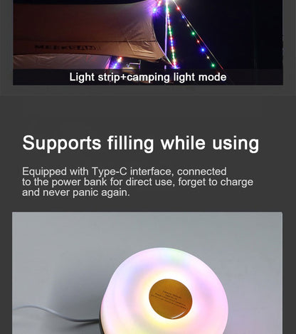 LED Light String Portable Camping Lights 1800mAh Rechargeable 8m Outdoor Atmosphere Tent Wedding Christmas Decor Strip Star Lamp