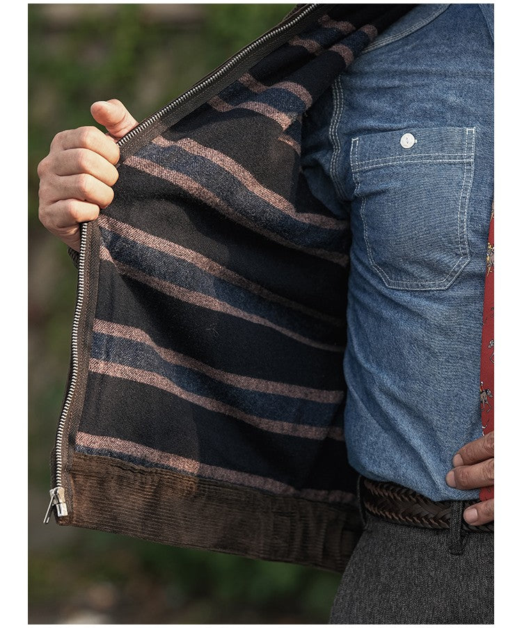Rugged Bronson Thickened Heavy Corduroy Coat Cossack Short Jacket Fleece Liner Jacket Cool