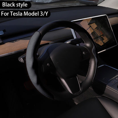For Tesla Model Y Juniper 2025+ Steering Wheel Cover All Season Universal Deer Suede Sports Steering Wheel Cover