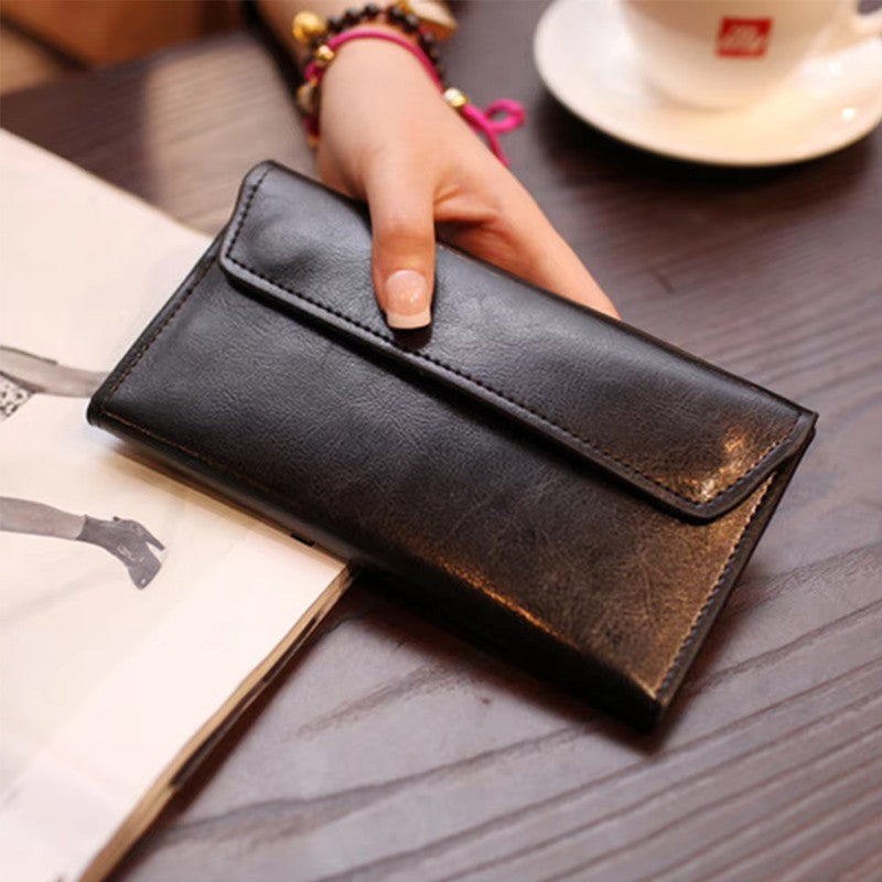 Women Leather Slim Clutch Bag Long Wallet Female Handbag Luxury Genuine Leather Wallets Coin Purses Ladies Card Holder Bolsos