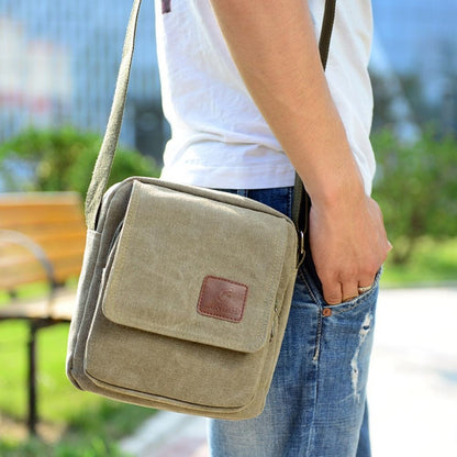 Vintage Canvas Men Crossbody Bag Anti-theft Large Capacity Outdoor Small Bag Wear-resistant Business Cashier Wallet Shoulder Bag