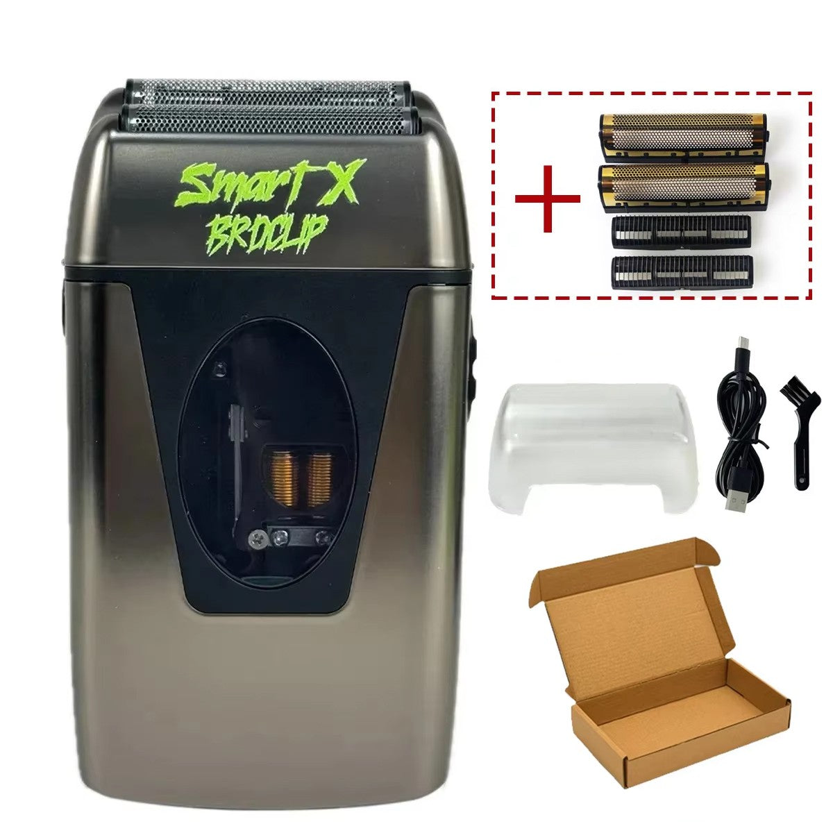 9000RPM BRDCLIP BRD999 Magnetic Motor Professional Electric Men's Beard Trimmer Double Foil Shaver USB Hair Cutting Machine