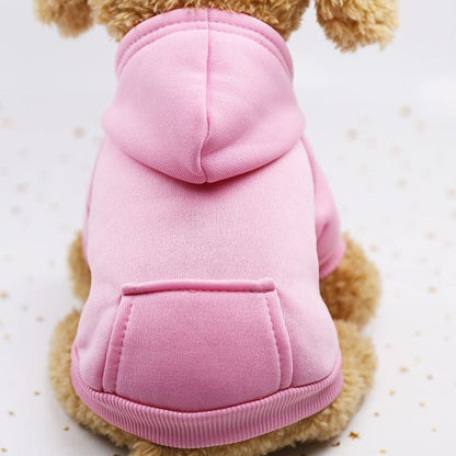 Roupas de Cachorro Fashion Outono e Inverno Roupas para Pequenos Pets Espessamento Quente Cor Sólida Moletom de Duas Pernas com Capuz Produtos Casuais para Pets