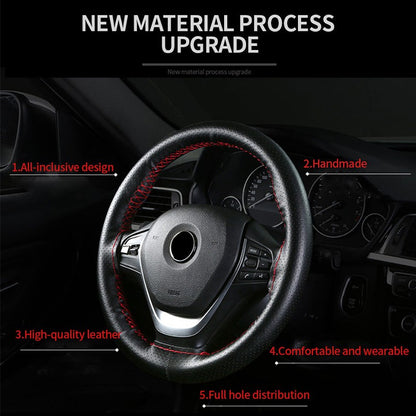 Capa de Volante SEAMETAL de Couro Genuíno com Agulhas e Linha, Trança DIY para Carro, Diâmetro 37-38cm