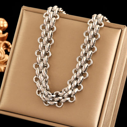 EILIECK Colar de Corrente Grossa de Aço Inoxidável 316L Dourado e Prateado para Mulheres, Corrente Cubana da Moda, Joia Impermeável de Presente