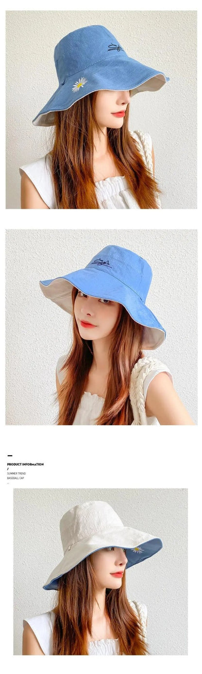 Summer 2024 New Sunshade And Sunscreen Bucket Hat Korean Version Large Brim Outdoor Fashion Neck Hat