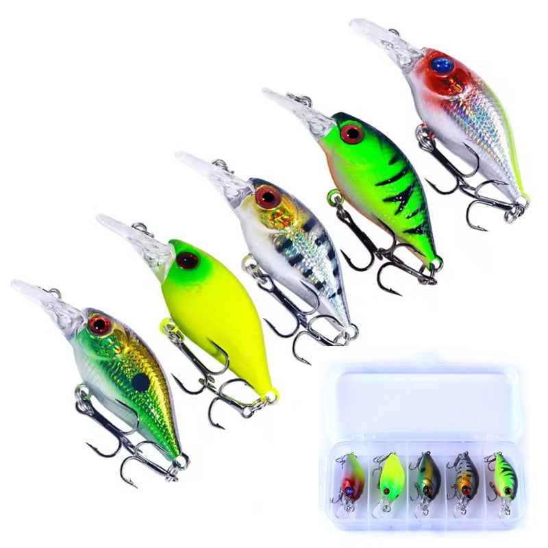 5 iscas artificiais de pesca tipo Crankbait para Robalo e Peixe-Rocha, 4.4g 5cm, superfície, Crank Wobblers para pesca de Lúcio