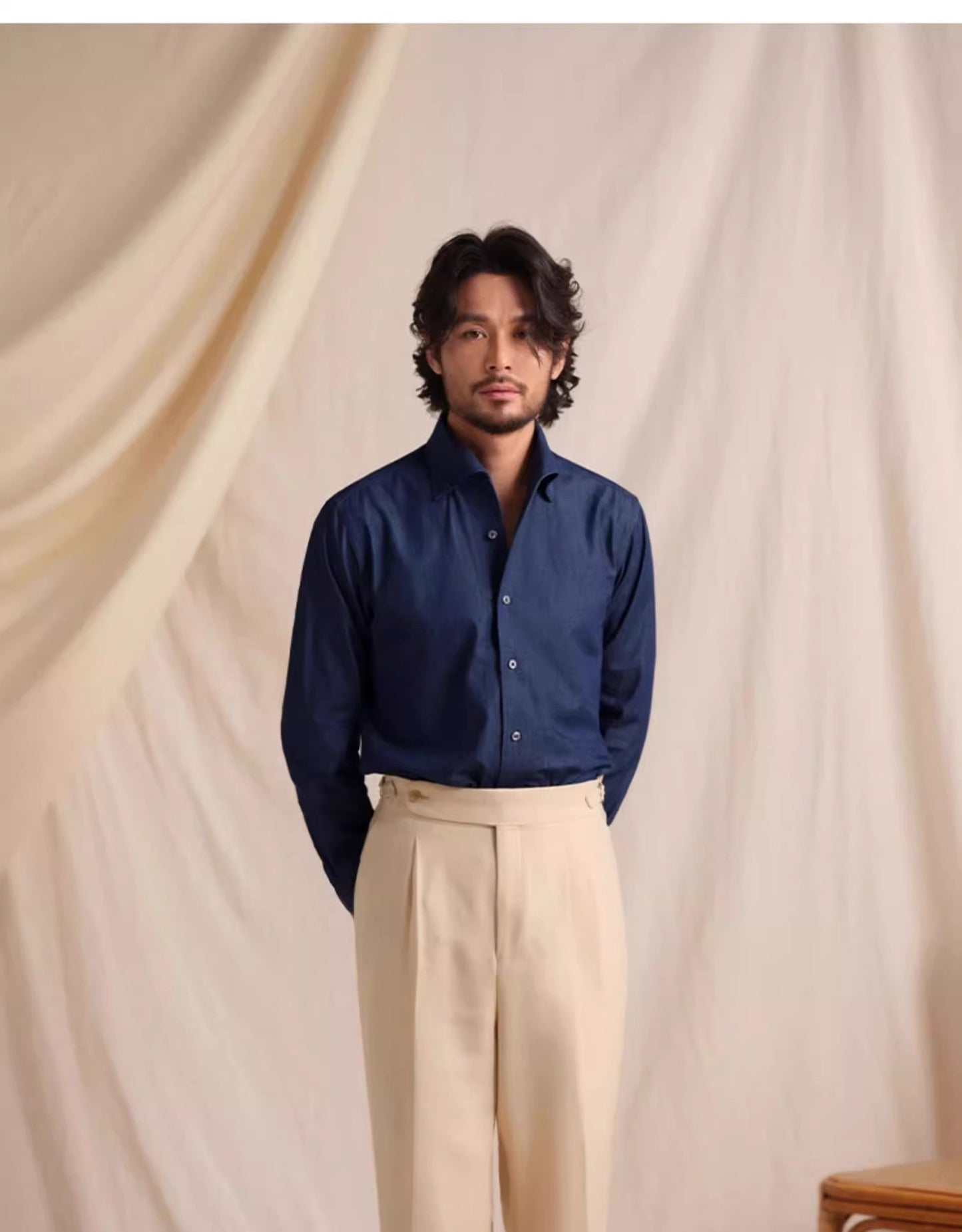 CULTUM Pure Cotton Italian Sle Men's Long Sve Slim Fit Casual Busin irt Classic k Button Collar Denim irt