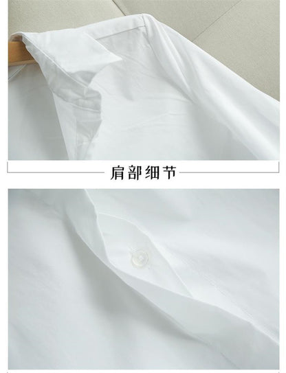 Elastic Cotton White Shirt Women's Spring and Autumn Basic Korean Version Loose Casual Shirt Work Professional Top