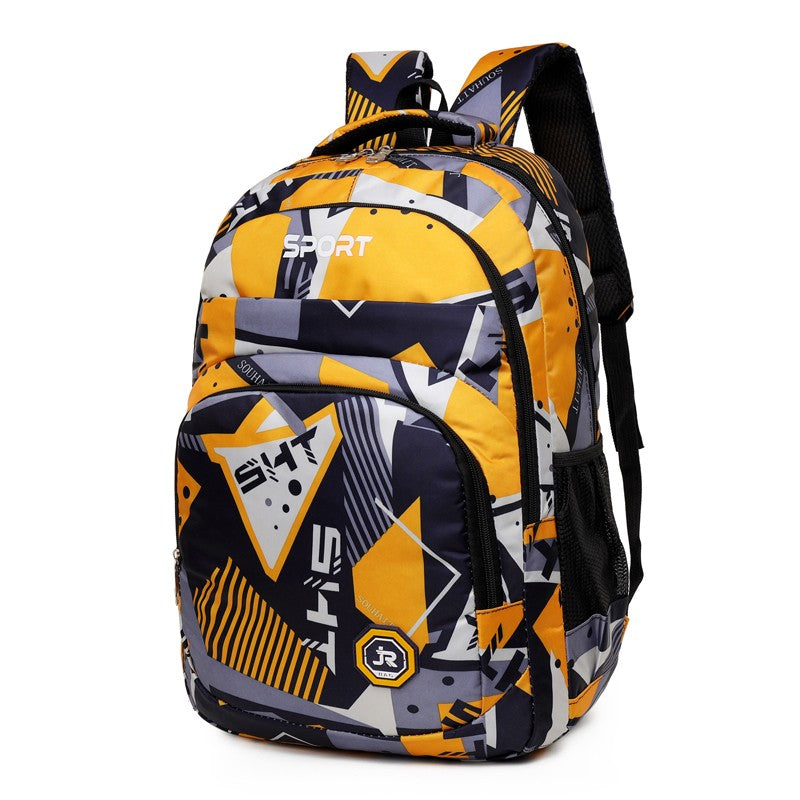 Mochila de lazer de grande capacidade - uma mochila escolar versátil equipada com alças ajustáveis, fecho de zíper e poliéster