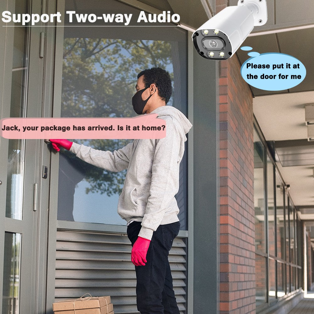 UHD 4K 8MP 5MP POE IP metal Camera Intercom AI Face/Human/Car Detection Color Night CCTV Video Surveillance Security For NVR