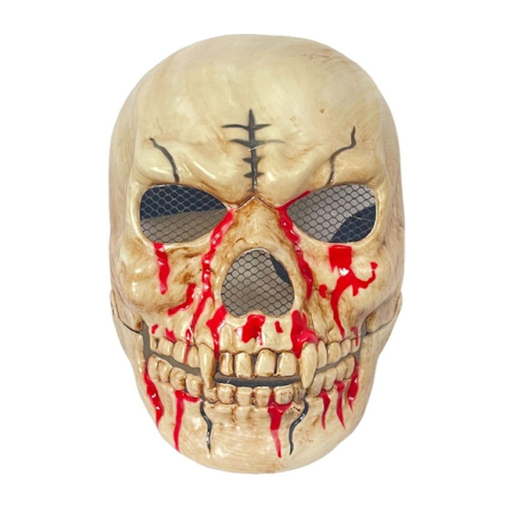 Bloody Effect Moving Mouth Skull Mask Realistic Full Face Halloween Skull Masks Funny Spooky Scary Skull Headgear for Women Men