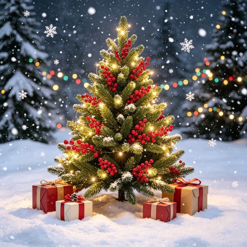 10Pcs Artificial Pine Branches Holly Berries Red Berry Branches for Xmas Tree Decor Wreath Navidad Gift Christmas Decoration