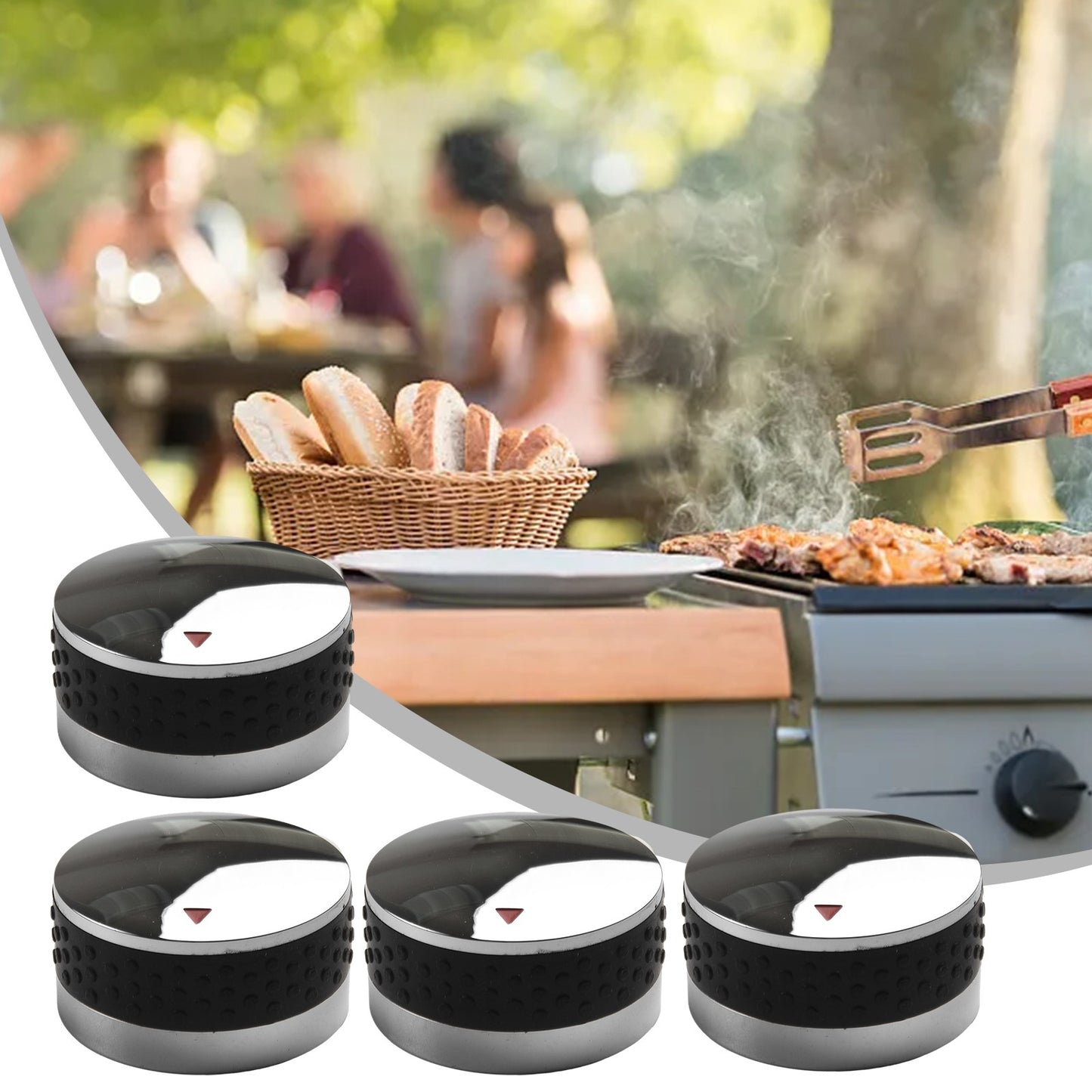 4pcs Grill Control Knob 58mm 50mm Outdoor BBQ Gas Stove Switch Knob Replacement Parts Barbecue Garden Tool Accessories Durable