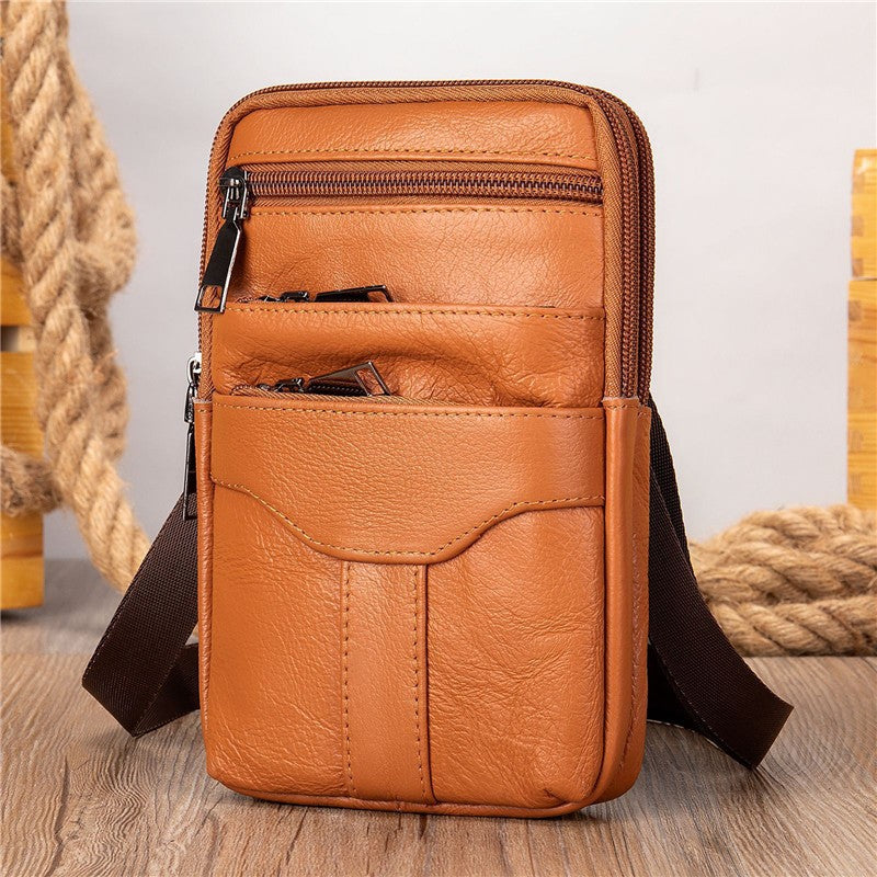 Men Genuine Leather Shoulder Male fanny pack High Quality Messenger Bags  Men's Fashion Business Belt Bag Small Briefcase Waist