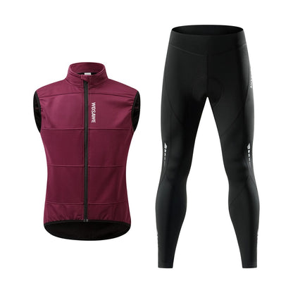 WOSAWE Cycling Jersey Set Winter Spring Vest Pants Sleeveless MTB Bicycle Clothing Warm Bike Jackets Thermal Fleece Suit