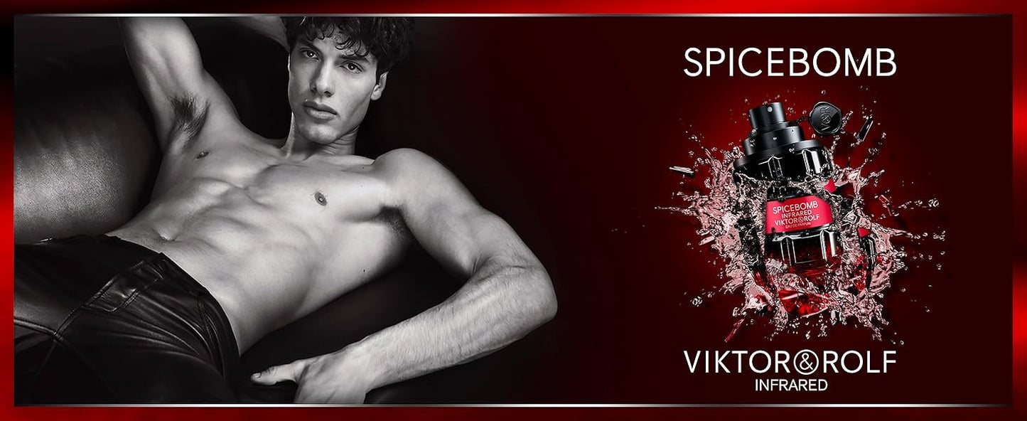 Viktor&Rolf - Spicebomb Infrared Eau de Parfum - Woody & Spicy - Cologne for Men - With Notes of Leather & Cinnamon - 3 Fl Oz