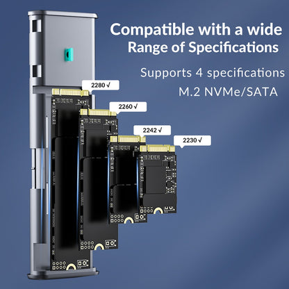 PHIXERO M.2 NVMe SATA SSD Enclosure Duplo Protocolo NVMe para Adaptador USB 10Gbps USB 3.1 Gen2 USB C Case Externo Liga de Alumínio