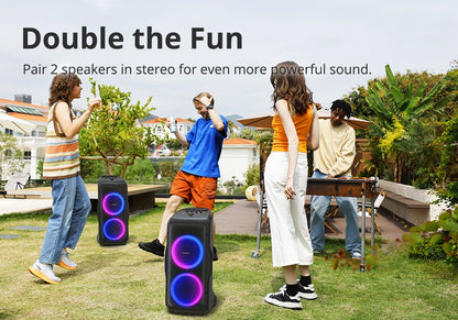 Caixa de Som para Festa Tronsmart Halo 300 240W com Entrada para Guitarra/Microfone/XLR, TWS, 20H de Reprodução, Rodas e Alavanca Oculta, para Festas