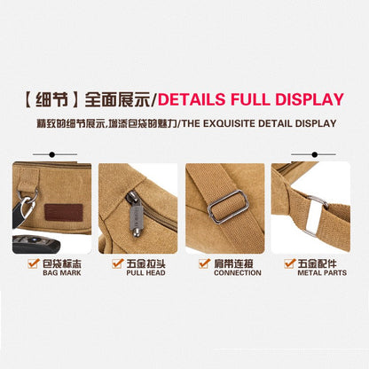 Men's Canvas Messenger Bag Single Shoulder High Quality Crossbody Bag Messenger Bag Commuter Travel Daily Use With Compartment