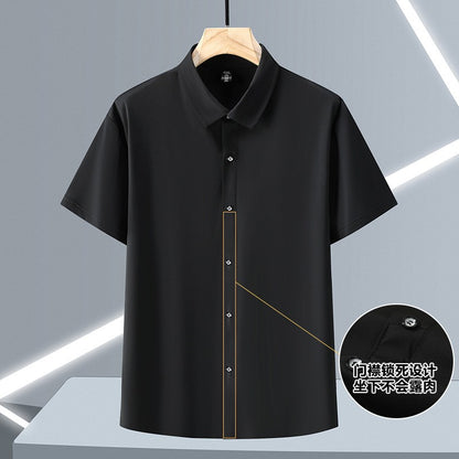 Ice Silk Summer Men's Dress Shirt Turn Down Collar Business Elastic Classic Top Male Plus Size Stretch 6XL 8XL 7XL 9XL 10XL 11XL