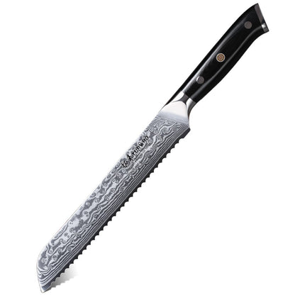 TURWHO Melhores Utensílios de Cozinha de 1 ou 7 Peças, Conjunto Profissional de Aço Damasco de 67 Camadas Com Excelente Bloco de Facas de Madeira de Acácia