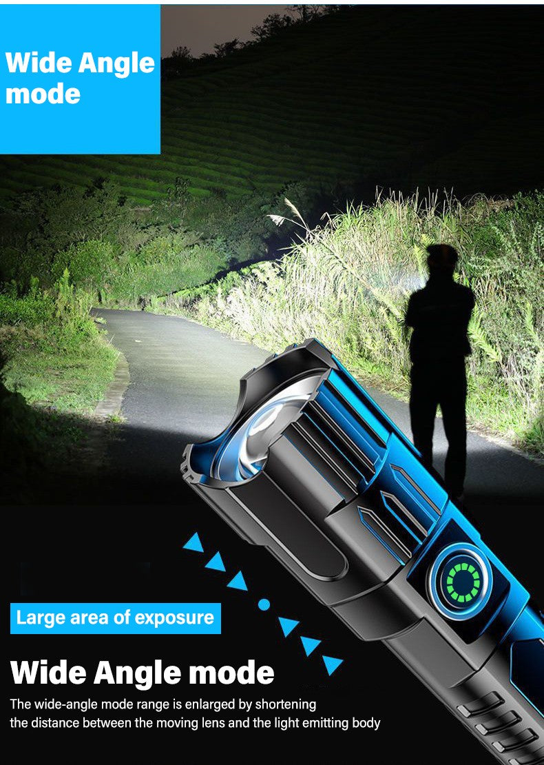 Portable Strong Light LED Flashlight Rechargeable Telescopic Zoom Torch Safety Emergency Light for Outdoor Camping Cycling Lamp